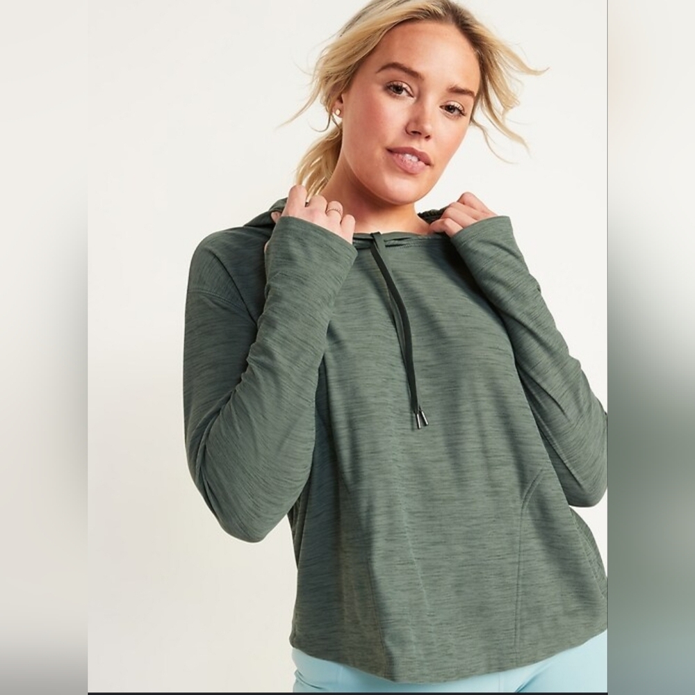 Old Navy Heathered Green Hooded Pullover Sweatshirt